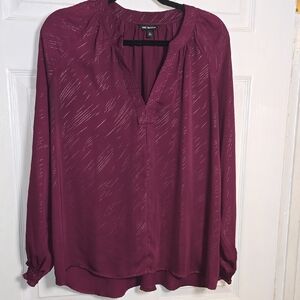 GAP L Large Deep Red Patterns With Gold Strands Blouse